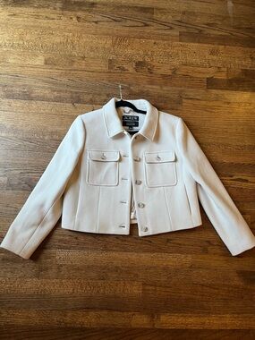 J.Crew Italian Stadium Cloth Nello Gori Wool Cropped Lady Jacket Cream, 12